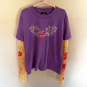 Harley Davidson Kids Girls Purple Tattoo Sleeve Shirt Large 12/14 Biker